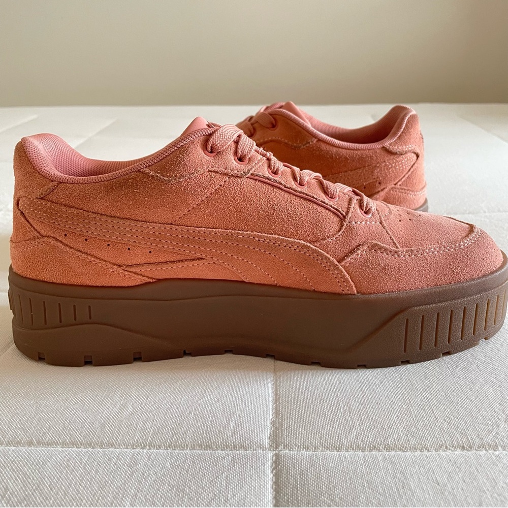 Puma Womens Coral Peach Suede Platform Karmen II Idol Sneakers, Size 10 - Picture 8 of 16